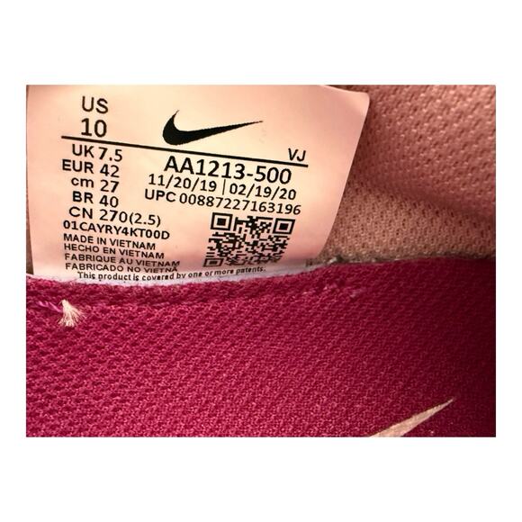 Size 10 Nike Air Zoom Elevate Training Running Shoes AA1213-500 Lavender Womens - Picture 11 of 12